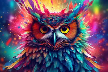 Naklejka premium Vibrant and bright and colorful animal portrait poster. AI generated