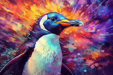 Vibrant and bright and colorful animal portrait poster. AI generated - obrazy, fototapety, plakaty