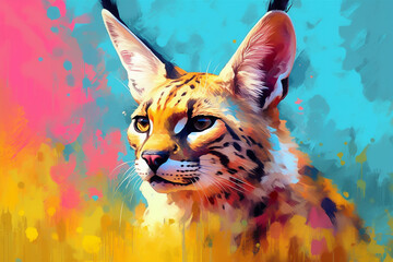 Fototapeta premium Vibrant and bright and colorful animal portrait poster. AI generated