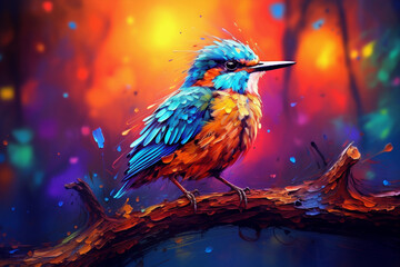 Vibrant and bright and colorful animal portrait poster. AI generated