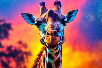 Vibrant and bright and colorful animal portrait poster.   - obrazy, fototapety, plakaty