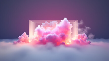 Abstract Minimalist Pastel Cloud Background with Glowing Neon Modern and Vibrant Designs Generative ai