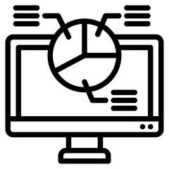 Computer analytics icon in line style, use for website mobile app presentation