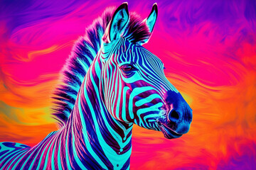 Fototapeta na wymiar Vibrant and bright and colorful animal portrait poster. 