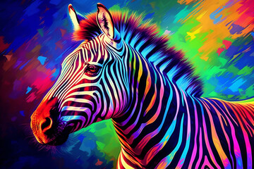Vibrant and bright and colorful animal portrait poster.  