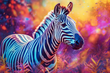 Fototapeta na wymiar Vibrant and bright and colorful animal portrait poster. AI generated