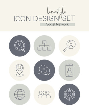 Linestyle Icon Design Set Social Network