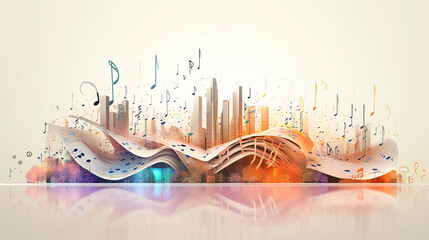 the concept of music rhythm of the city, abstract poster music of freedom. Generative AI