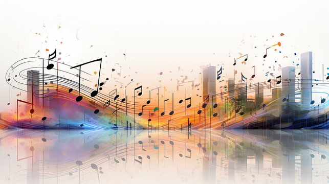 the concept of music rhythm of the city, abstract poster music of freedom. Generative AI