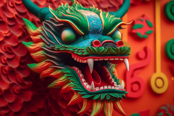 Naklejka premium Chinese new year 2024 background , Year of the Green Dragon. Ai generated.