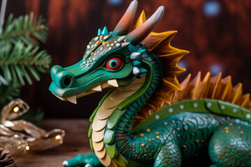 Obraz premium Chinese new year 2024 background , Year of the Green Dragon. Ai generated.