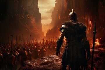 Leonidas Leading Spartans at Hot Gates