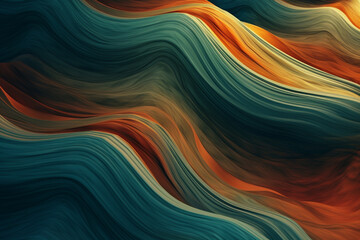 Fototapeta premium Abstract Organic Teal And Orange Colored lines. AI generated.