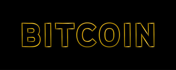 Bitcoin gold title, luxury metallic opulent sign.
