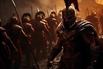Leonidas Leading Spartans at Hot Gates