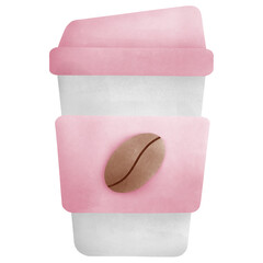 Coffee Cup Watercolor Hand Draw Illustration