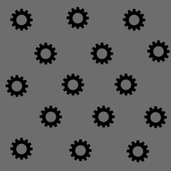 Black gears on gray background ,seamless background
