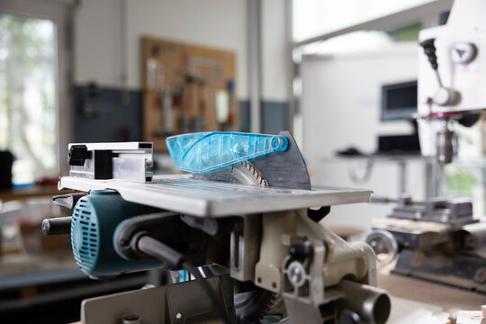 Circular saw at wood workshop