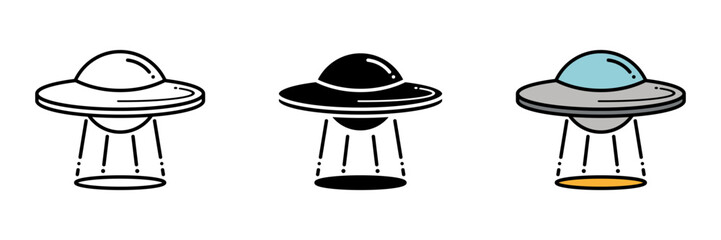 UFO Icon, The UFO icon represents an unidentified flying object, commonly associated with extraterrestrial spacecraft and mysterious encounters.