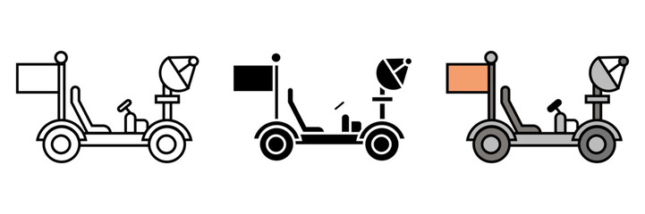 Lunar Rover Icon, The Lunar Rover icon represents a vehicle designed for exploration on the moon's surface.