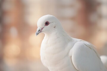 white dove close-up in nature. generated by AI.