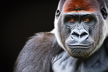 Obraz premium Close-up of an adult gorilla, on a dark background