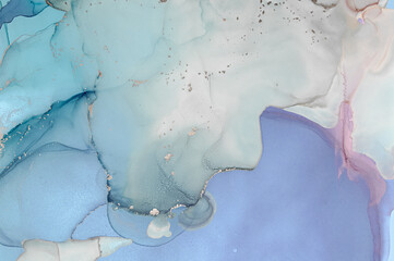 Turquoise Ocean Abstract. on Paper. Alcohol Inks