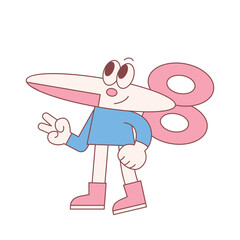 Cute school supplies characters. Scissors are doing scissors by hand.