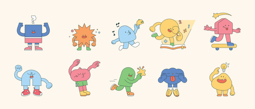 Abstract shape anthropomorphic character. A set of collections of various emotions and motions.