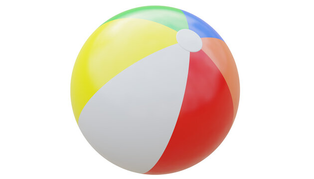 Colorful beach ball isolated on transparent background, PNG,