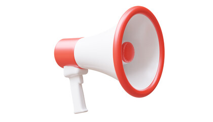 Red megaphone isolated on transparent background, PNG,