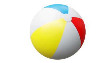 Colorful beach ball isolated on transparent background, PNG,