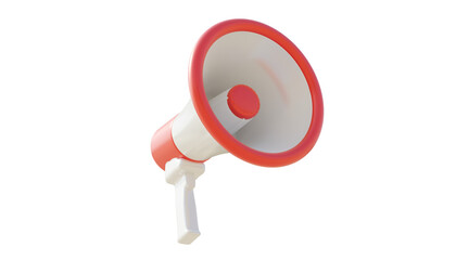 Red megaphone isolated on transparent background, PNG,