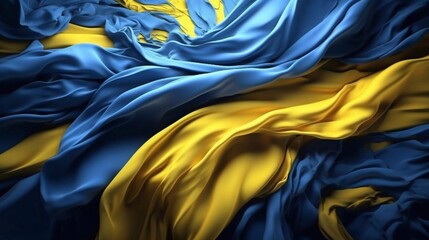 Fototapeta na wymiar Ukrainian flag background. Textured flag of Ukraine, UA. Blue and yellow colors. Close up shot with AI generation