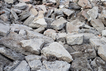 Piles of rubble after house demolition