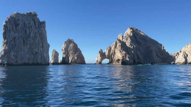 The Cape Saint Luke Arch separates the Pacific Ocean from the Sea of Cortez, in Mexico's Baja California Sur and is an ideal place to enjoy summer vacations.