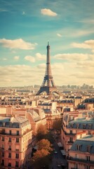 Fototapeta na wymiar Eiffel Tower rises above the beautiful cityscape. Generative AI