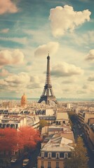 Naklejka premium Eiffel Tower rises above the beautiful cityscape. Generative AI