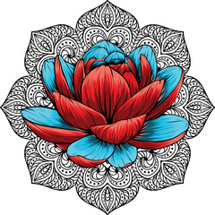 vector illustration of Circular mandala with Lotus flower