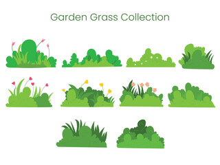 Set collection garden grass handdrawn vectoe