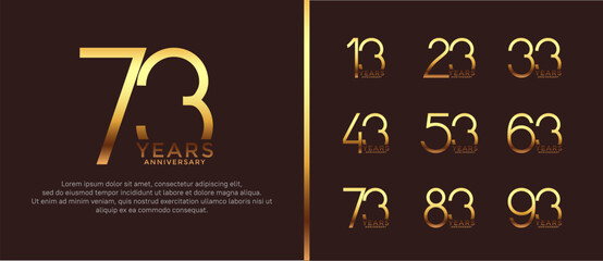 set of anniversary logo gold color on brown background for celebration moment