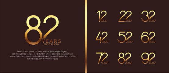 set of anniversary logo gold color on brown background for celebration moment