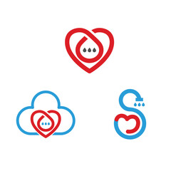 Set of Love Heart vector symbol icon,
