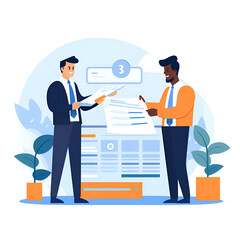 flat design flat illustration of accountant people making an invoice on money,