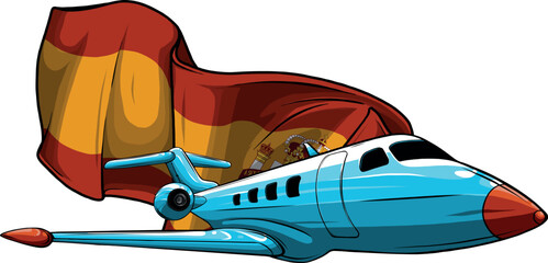vector illustration of Jet airplane with brazil flag