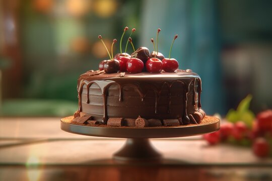 Chocolate cake cherry bakery. Generate Ai