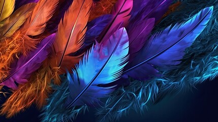 realistic of stunning colorful feathers made with Generative AI