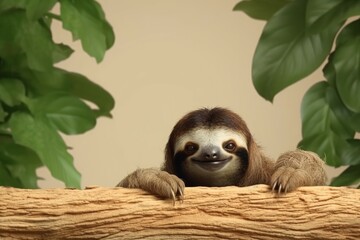 Fototapeta premium Sloth animal mockup. Generate Ai