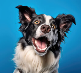 Fototapeta premium Portrait of Beautiful Cute Border Collie Dog extreme closeup. Generative AI