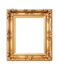 Ornate Gold Picture Frame Isolated on a white background. Generative AI